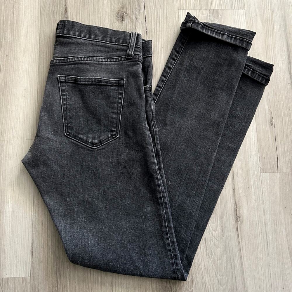Uniqlo Selvedge Jeans Straight Mens 29x32 Faded Black Slim Fit Stretch Denim
